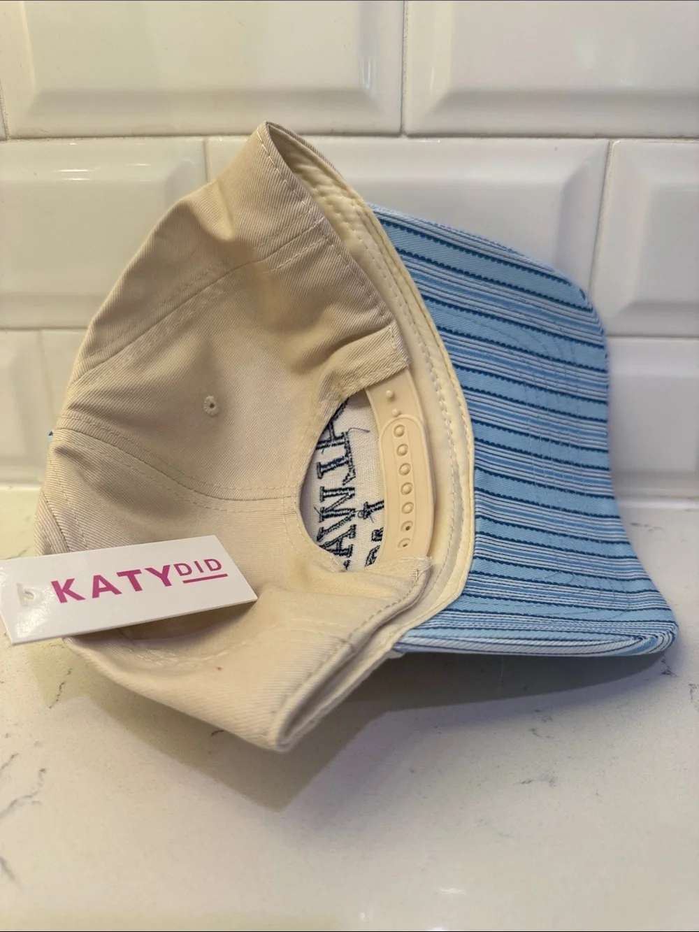 Always Late Beige & Light Blue Striped Cap